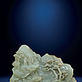An imperial carved and inscribed celadon jade mountain <b>boulder</b>, Qianlong period (1736-1795)