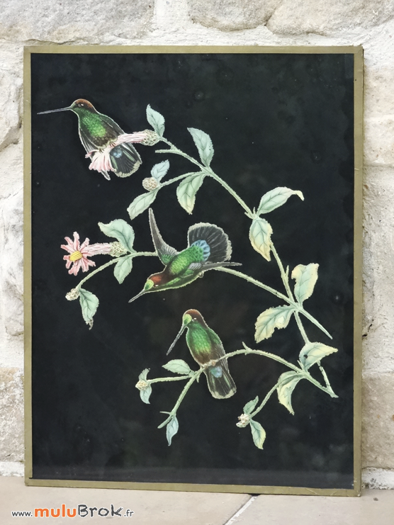 GRAVURE-COLIBRIS-2-Oiseaux-muluBrok-Vintage