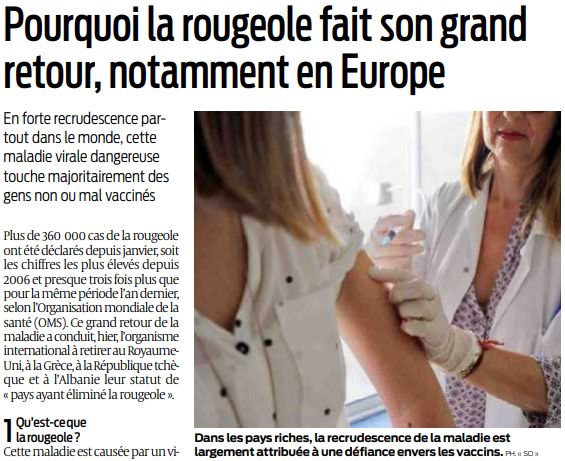 2019 08 30 SO Pouruoi la rougeole fait son grand retour notamment en Europe