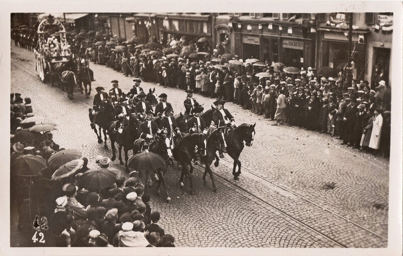 1922 03 26 Belfort 1d CPhoto 42 Mi carême Soldats à cheval Fbg Ancêtres BF