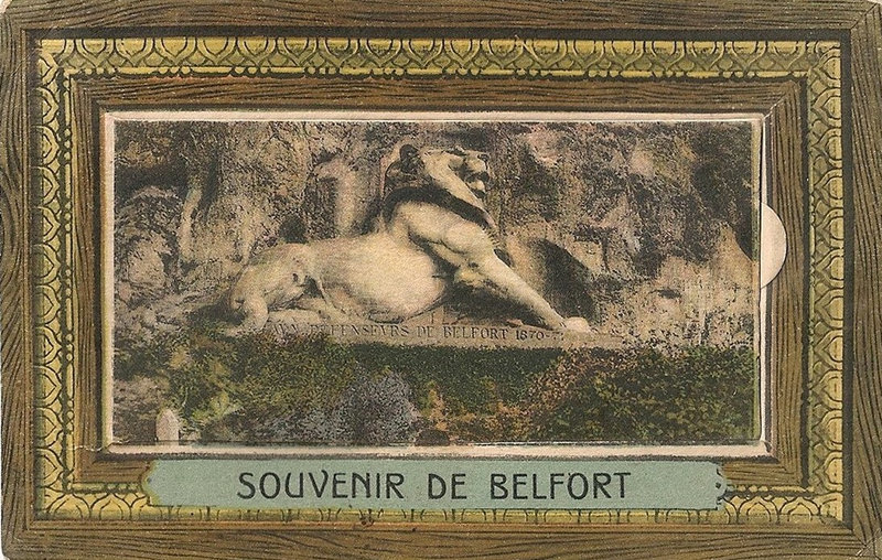 Belfort CPA Lion Souvenir Avec dépliant photos 3R