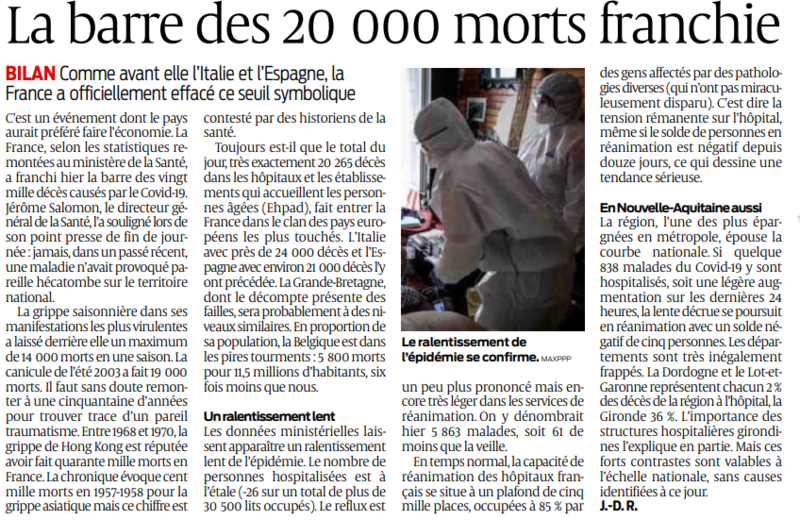2020 04 21 SI La barre des 20 000 morts franchie