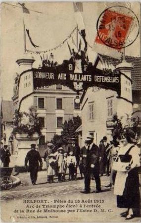 CPA Belfort Inauguration 3 Sièges 1913 Arc Triumph Rue Mulhouse