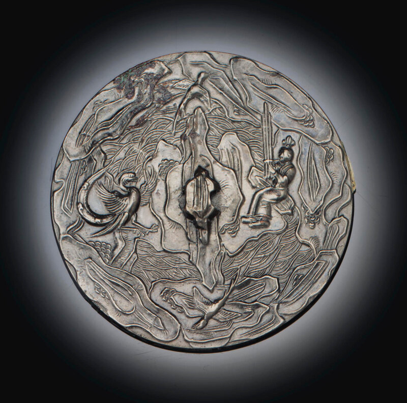 A rare silvery bronze mirror, Tang dynasty (618-907)