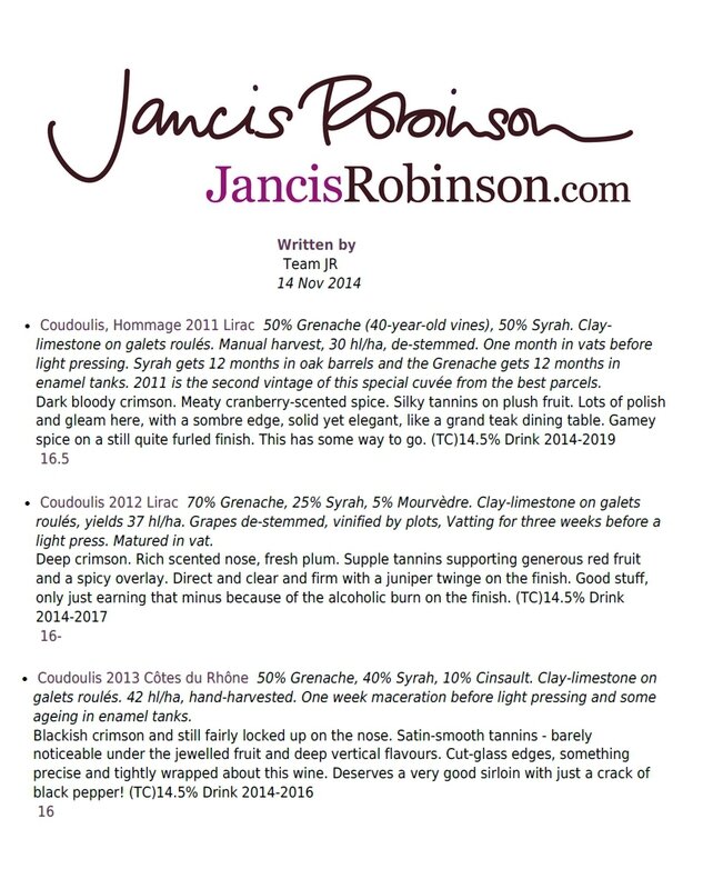 Jancis Robinson Novembre 2014