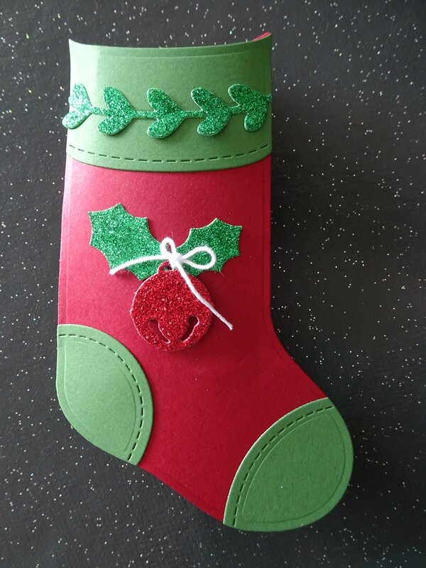 29a Première chaussette de Noël en rouge et vert