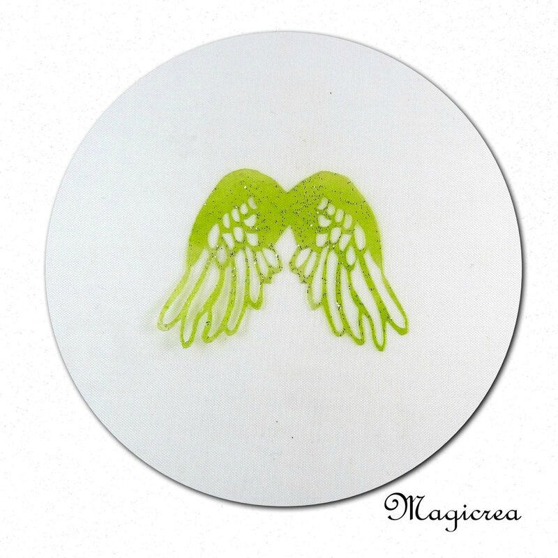 ailes anges vert anis pailleté argenté