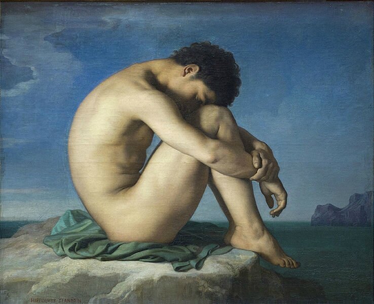 Flandrin,_Hippolyte_(1805-1864)_-_Jeune_homme_nu_assis___1855_-_Louvre
