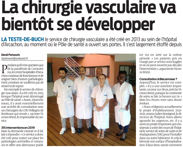 2020 09 09 SO La chirurgie vasculaire va bientôt se développer