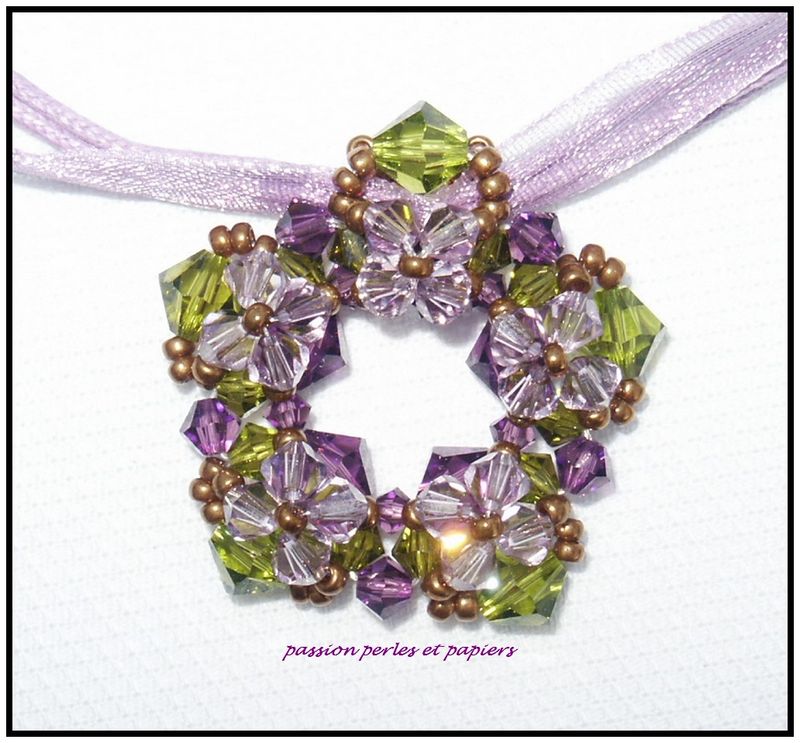 pendentif étoile de cristal vert violet