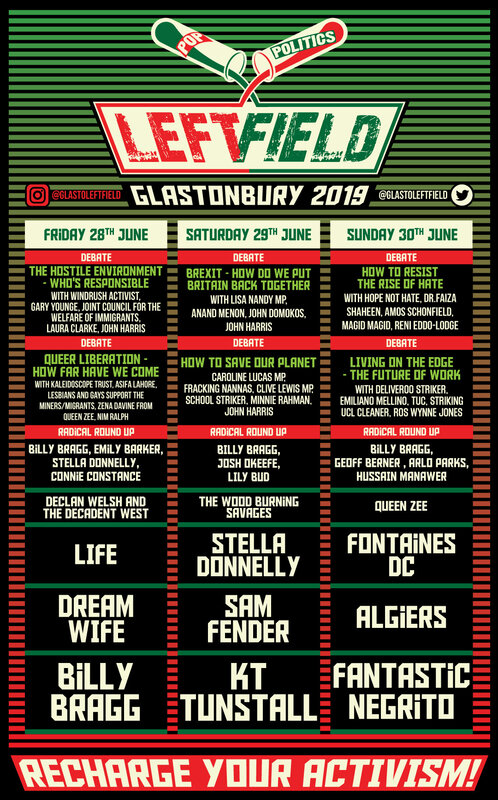 Glastonbury_festival_2019_Left Field_Left Field stage_Billy Bragg_line-up_programmation_poster_affiche