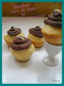 Cupcakes noix de coco chantilly chocolat