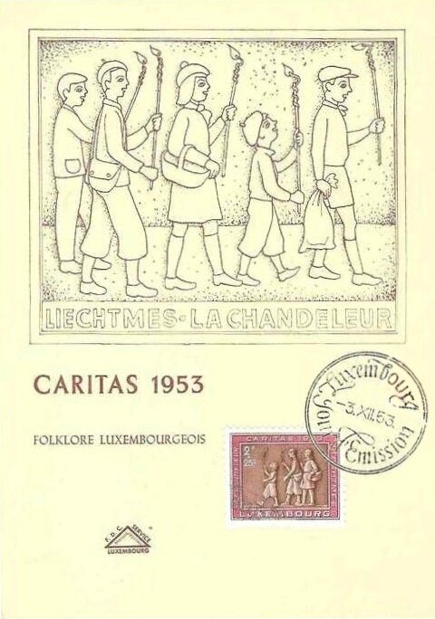 CPM Luxembourg Chandeleur 1953 Caritas