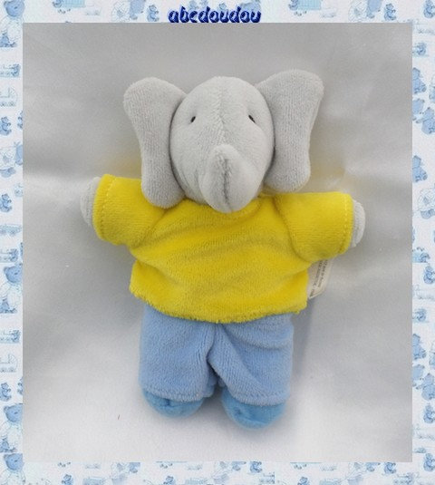 Doudou Peluche Babar Pantalon Bleu Pullt Jaune Lansay