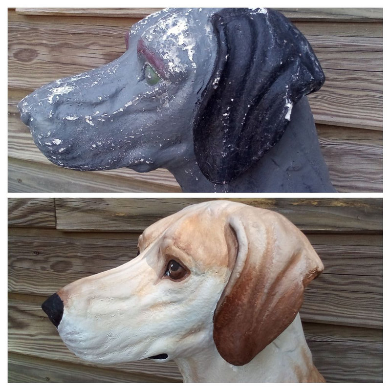 restaurer chien en plâtre (avant/après)