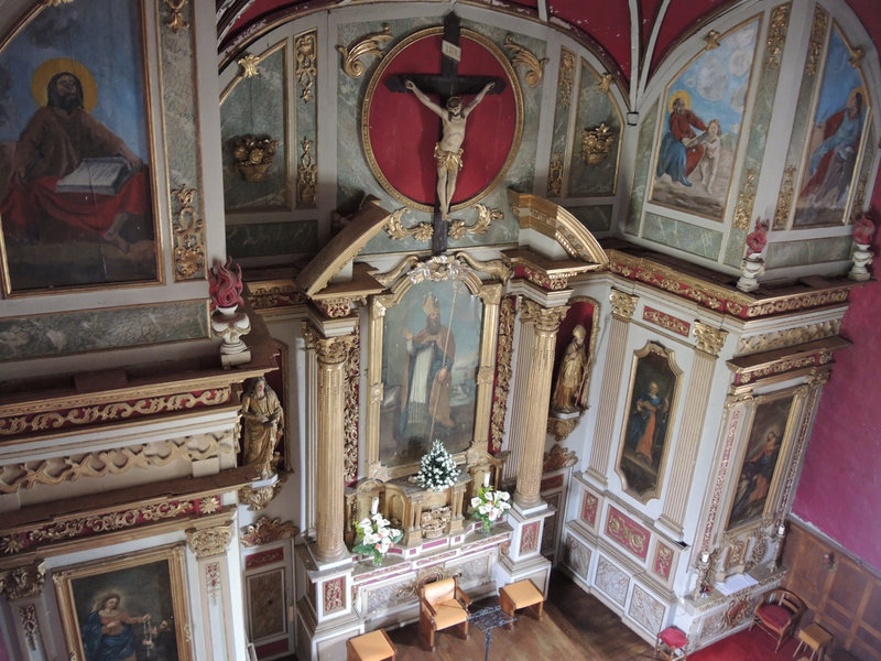 Mendionde, église saint-Cyprien, intérieur, vue du troisième, retable (64)