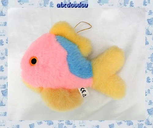 Doudou Peluche Poisson Rose Bleu Jaune Grelot CP