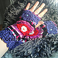 <b>Mitaines</b> crochet bohème multicolore originales, gants sans doigts femme * SHOP BOUTIQUE CORALIEZABO ETSY * 