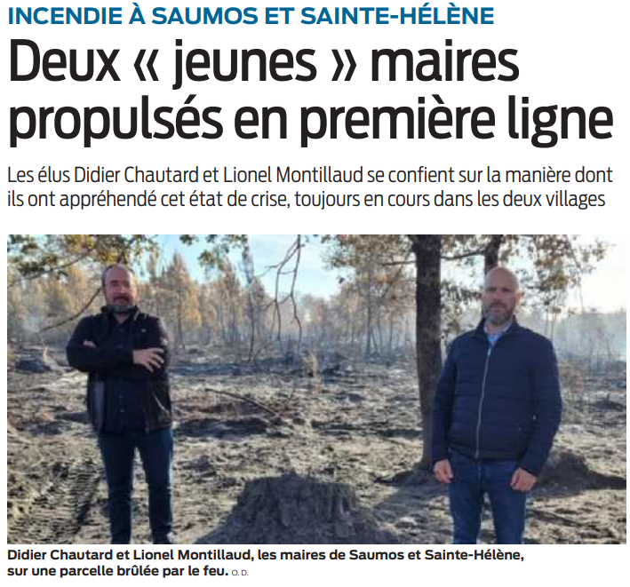 2022 09 19 SO Incendie à Saumos et Sainte-Hélène 2 jeunes maiures propulsés en première ligne
