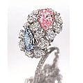 Ravenel's inaugural Fine Jewels and Jadeite Sale led by a fancy intense blue and pink <b>diamonds</b> ring