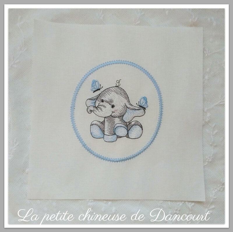 Cadre bébé éléphant bleu la petite chineuse de dancourt