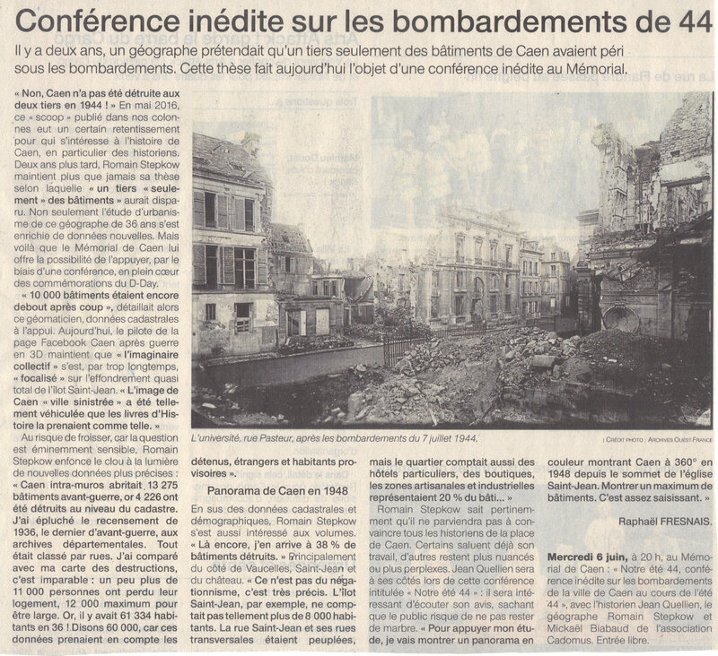 CAEN JUIN 1944: de nouvelles certitudes historiques sur l’ampleur du martyre