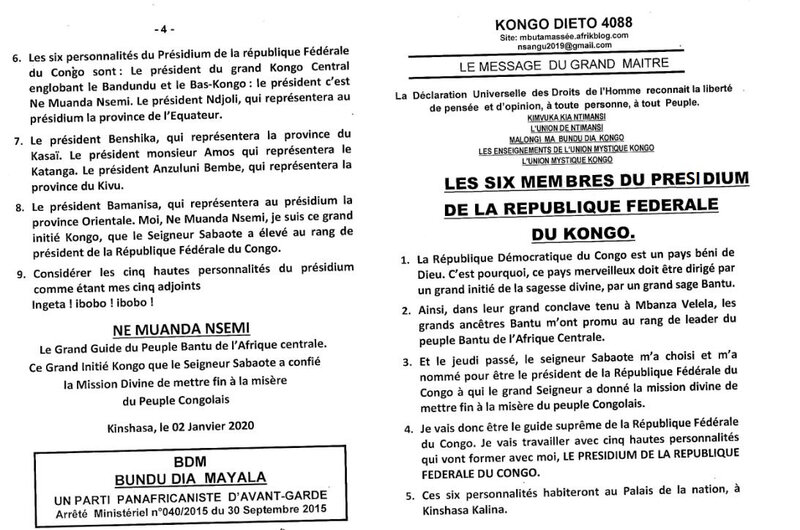 LES SIX MEMBRES DU PRESIDIUM DE LA REPUBLIQUE FEDERALE DU KONGO a