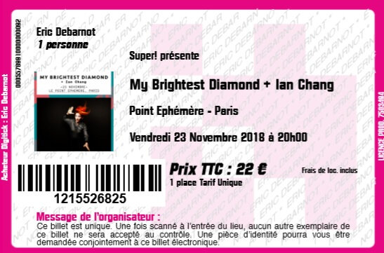 2018 11 23 My Brightest Diamond Point Ephémère Billet