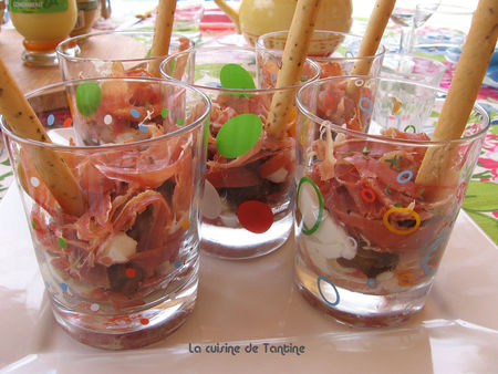 Verrines de Serrano au chutney recettes Bouchée de figues, serrano et mozzarella