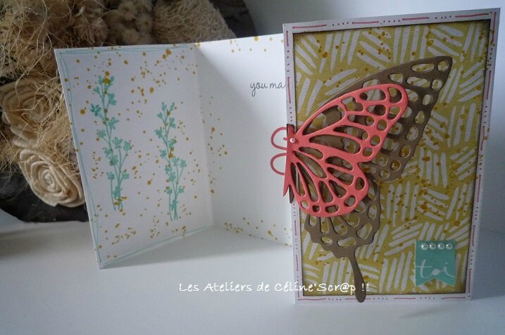 Les Ateliers de Céline'Scr@p !! - Carte Papillon 5#Stampin'Up#thinlits Papillons#SoYou