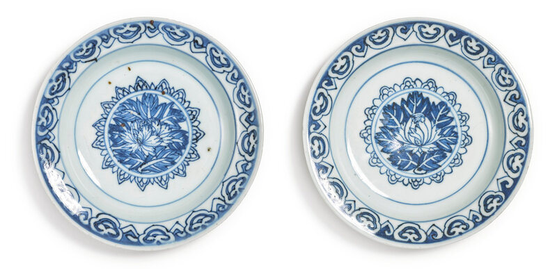 Two blue and white 'floral' dishes, Ming dynasty, Tianqi period (1621-1627)