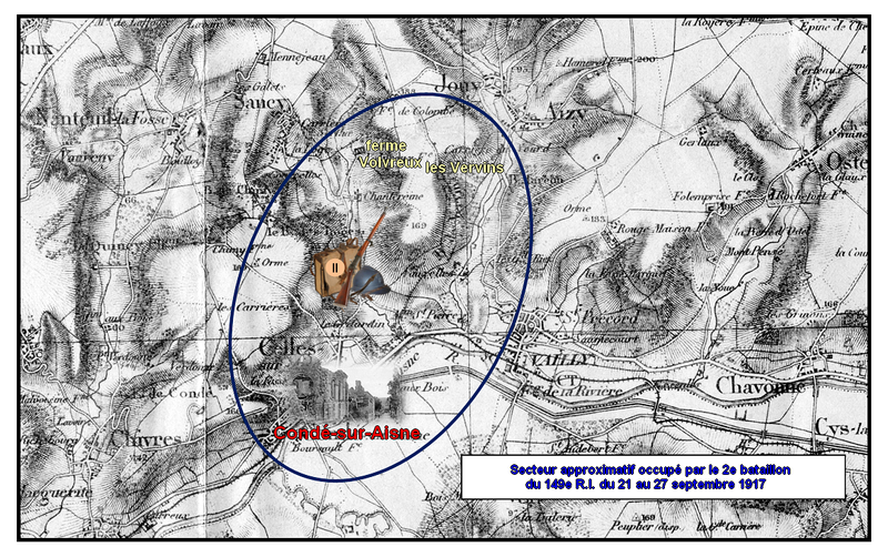 Secteur approximatif occupe par le 2e bataillon du 149e R