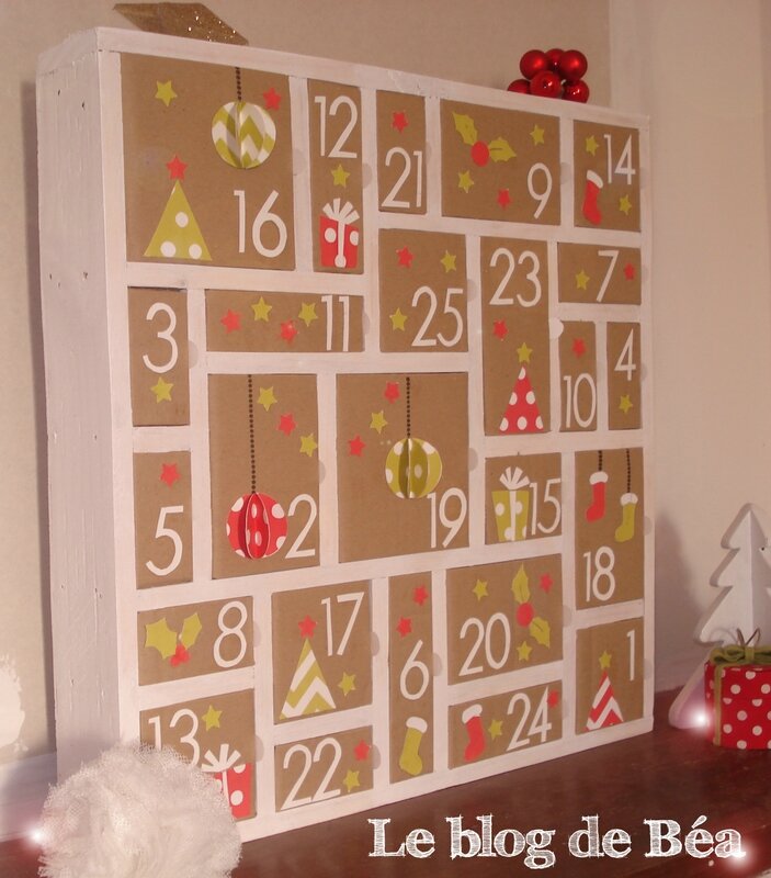 DIY calendrier de l'Avent en bois de palette et carton de récupération