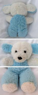 Doudou Peluche Chien Bleu Et Blanc Vintage 23 cm