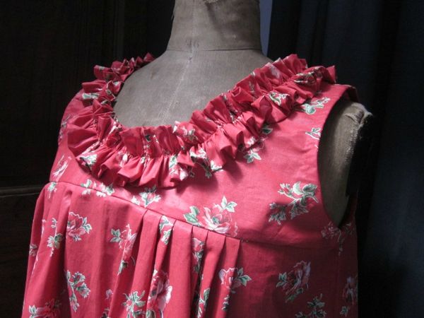 Robe BRUNE en coton rouge imprimé coquelicots (5)