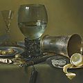 <b>Willem</b> <b>Claesz</b>. <b>Heda</b>, A still life of a roemer, an overturned roemer, a façon-de-venise wineglass, a silver beaker...
