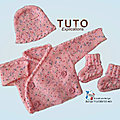 TUTO tricot bb BOUTIQUE bebe modele layette bébé et patron a tricoter Explications brassière, bonnet, bloomer, <b>chaussons</b>