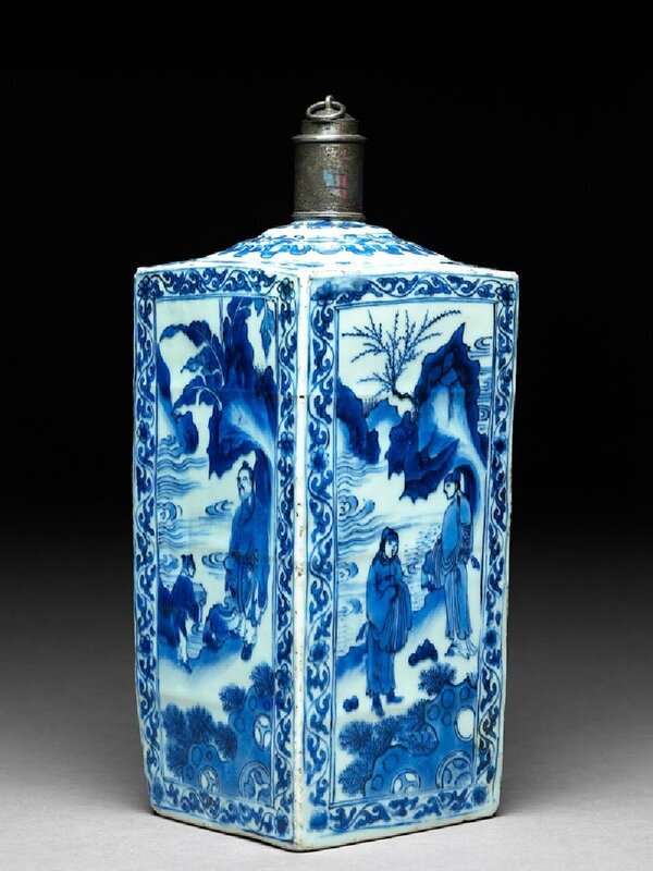 Blue-and-white vase with scholars in a landscape, Chongzheng Period, 1620 - 1630