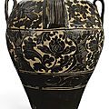 An extremely large and important 'Lingwu' cut-glaze wine jar, <b>Xixia</b> <b>dynasty</b> (1038-1227)