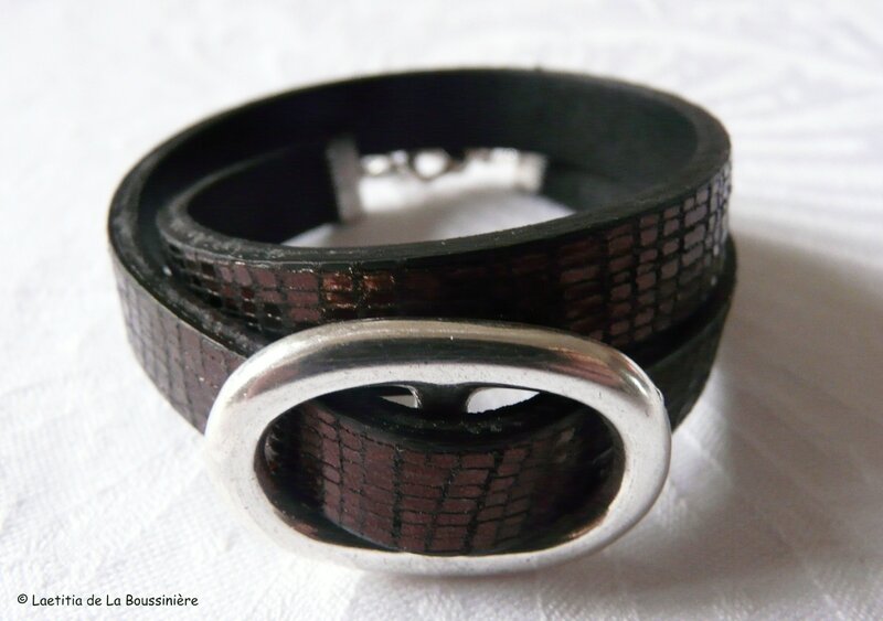 Bracelet double Grain de Café (strassé chocolat)-001
