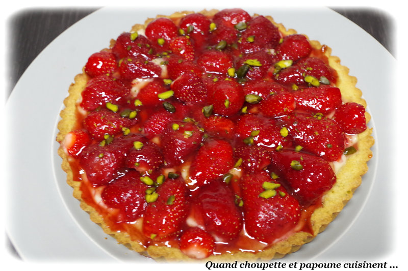 tarte aux fraises crème pâtissière et pâte sucrée à la pistache-130