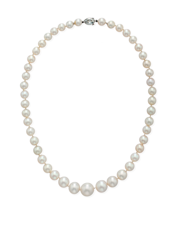 An important single strand natural pearl necklace