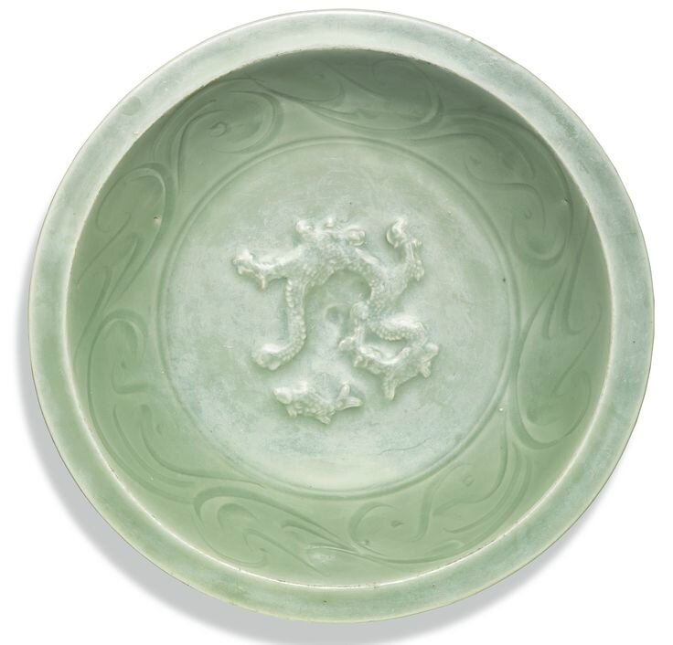 A Chinese 'Longquan' celadon dish, Yuan dynasty