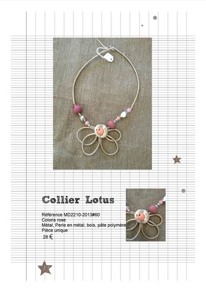 MD2210-2013#60 Collier Lotus rose