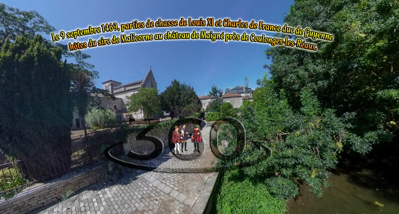 Le 9 septembre 1469, parties de chasse de Louis XI et Charles de France duc de Guyenne hôtes du sire de Malicorne au château de Maigné près de Coulonges-les-Réaux