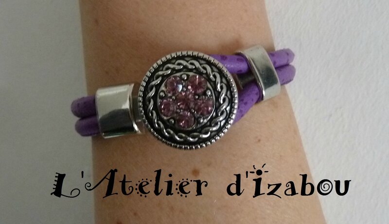 P1180904 Bracelet bohème femme cuir reptile violet