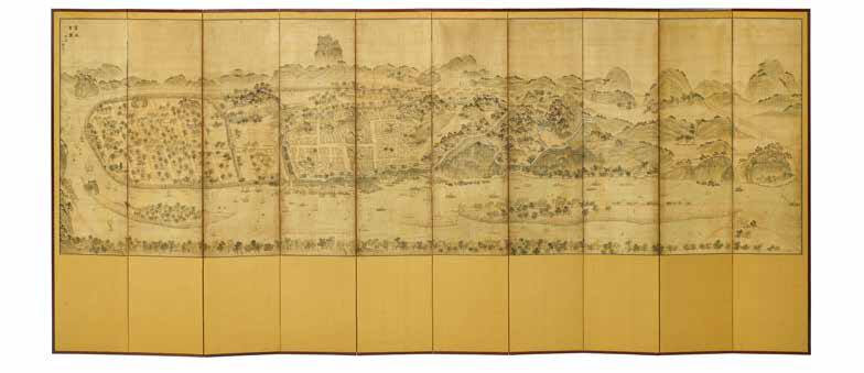 Kecheng godaejido 箕城古圖 고대지도, A 10-panel screen of Pyongyang and its environs, Joseon dynasty (1392-1897), 19th century