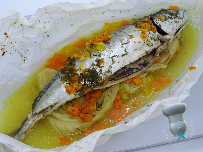 Papillote de maquereau fenouil, clémentine