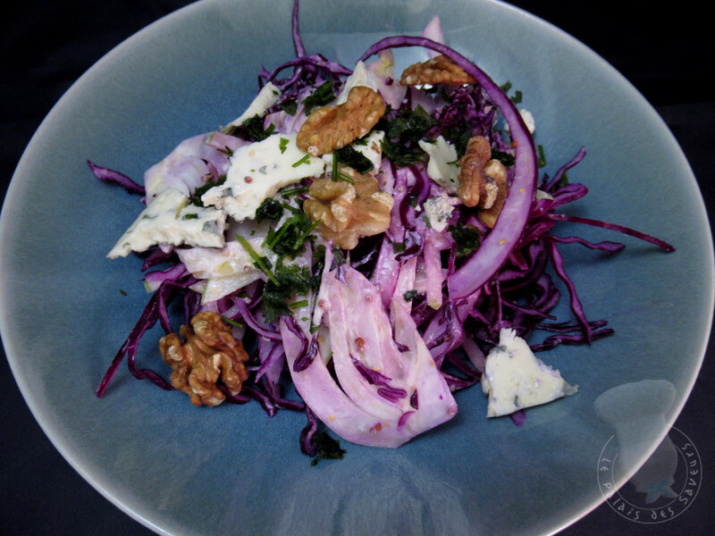 Salade de chou rouge, fenouil et Fourme d'Ambert