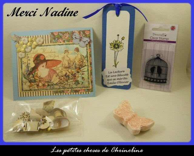 cadeau de nadine - carte + marque page etc